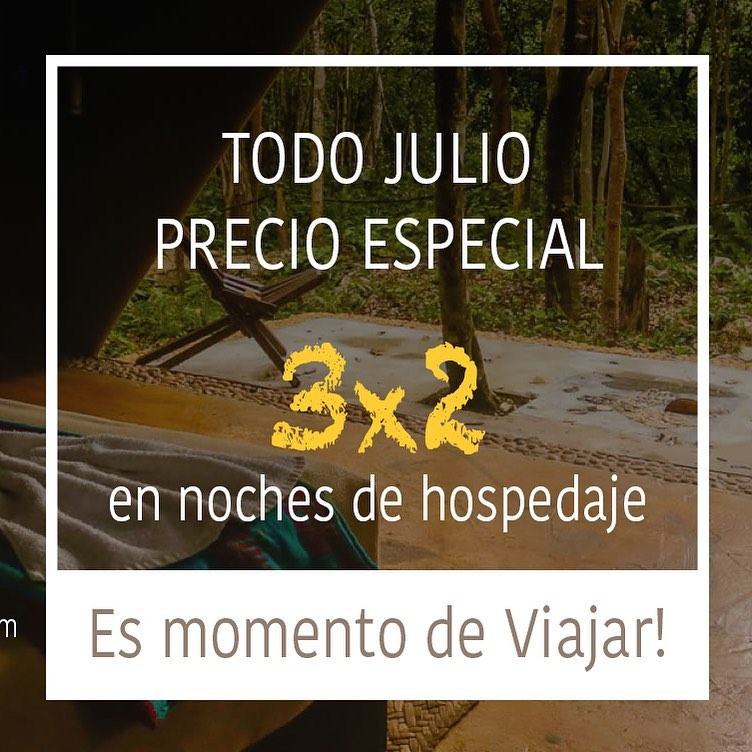 No te pierdas esta súper promoción para TODO JULIO.
3 noches por el precio de 2! 
☕️ Desayuno
💦 Cenotes
🚲 Bicicletas 

3 noches por $3,499 mxn 
.

Info y Reservas:
✉️ reservations@akumalnatura.com
O al teléfono/WhatsApp
📱+ 529841875189